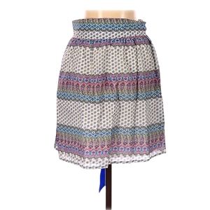 Hy & Dot‎ Skirt Size S Cotton Silk Blend Side Zipper Waist Tie Multi Pattern